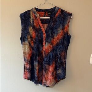 New Directions Blue and Orange Fitted Blouse  Size SP